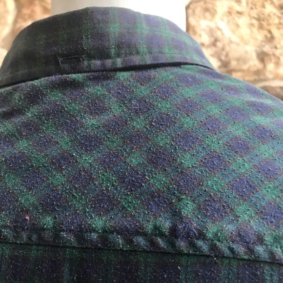Duluth Trading Co Plaid Cotton Wool Button Down Green Shirt Men's Size L Tall - Picture 5 of 6